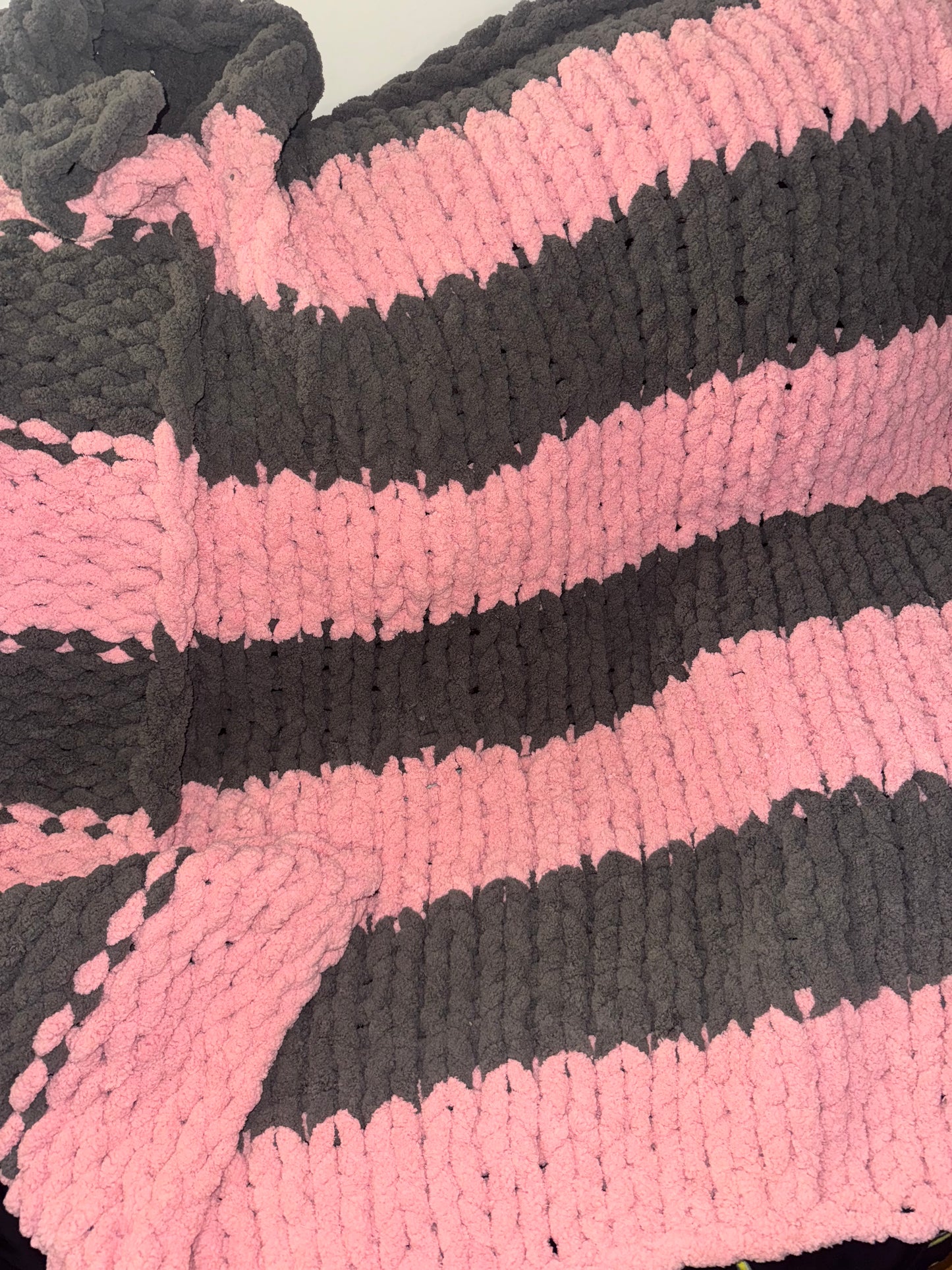 Pink & Grey Stripe Chunky Knit